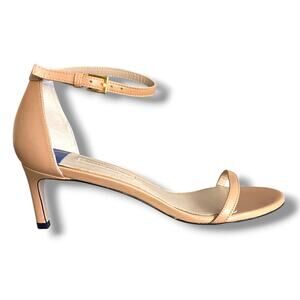 Stuart Weitzman 45 Nudist Traditional kitten Heeled Strappy Summer Sandals Sz 7